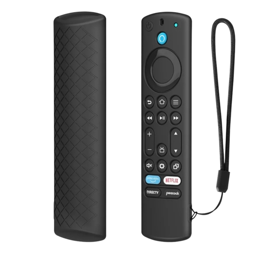 Remote Control Silicone Cover with Lanyard Black